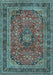 Medallion Light Blue Traditional Rug, tr2602lblu