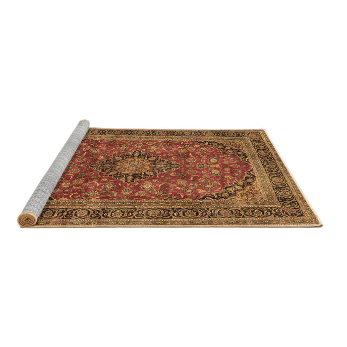 Sideview of Machine Washable Medallion Brown Traditional Rug, wshtr2602brn