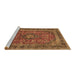 Sideview of Machine Washable Medallion Brown Traditional Rug, wshtr2602brn