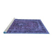 Sideview of Machine Washable Medallion Blue Traditional Rug, wshtr2602blu