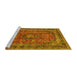 Sideview of Machine Washable Medallion Yellow Traditional Rug, wshtr2602yw