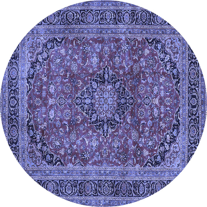 Round Medallion Blue Traditional Rug, tr2602blu