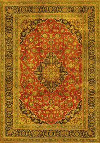 Medallion Yellow Traditional Rug, tr2602yw