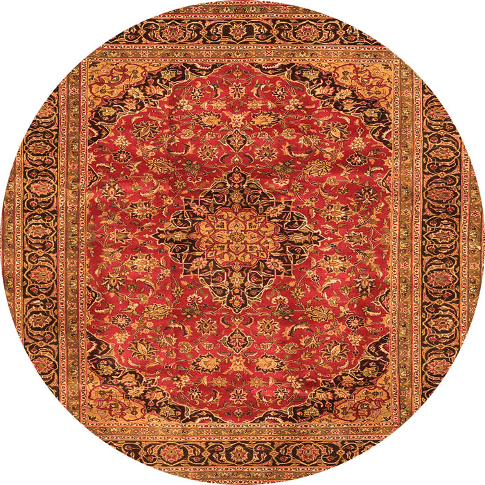 Machine Washable Medallion Orange Traditional Area Rugs, wshtr2602org