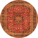 Machine Washable Medallion Orange Traditional Area Rugs, wshtr2602org