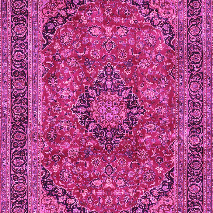 Machine Washable Medallion Pink Traditional Rug, wshtr2602pnk