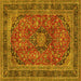 Square Medallion Yellow Traditional Rug, tr2602yw