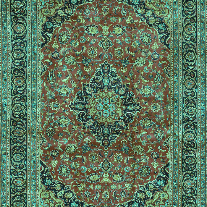 Machine Washable Medallion Turquoise Traditional Area Rugs, wshtr2602turq