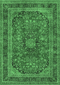 Medallion Emerald Green Traditional Rug, tr2602emgrn