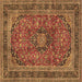 Square Medallion Brown Traditional Rug, tr2602brn