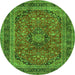 Machine Washable Medallion Green Traditional Area Rugs, wshtr2602grn