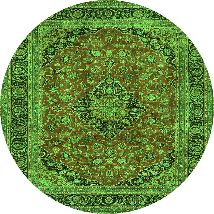 Square Medallion Green Traditional Rug, tr2602grn