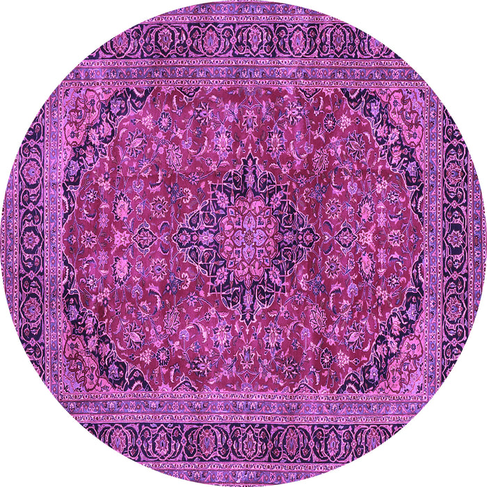 Round Medallion Purple Traditional Rug, tr2602pur