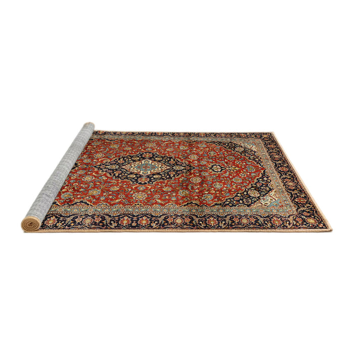 Sideview of Machine Washable Traditional Saffron Red Rug, wshtr2603