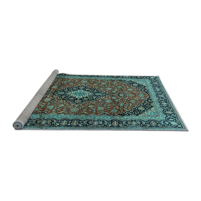 Sideview of Machine Washable Persian Light Blue Traditional Rug, wshtr2603lblu