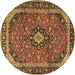 Round Persian Brown Traditional Rug, tr2603brn