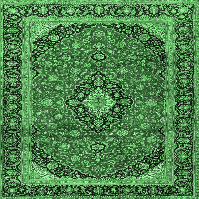 Square Persian Emerald Green Traditional Rug, tr2603emgrn