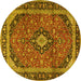 Round Machine Washable Persian Yellow Traditional Rug, wshtr2603yw