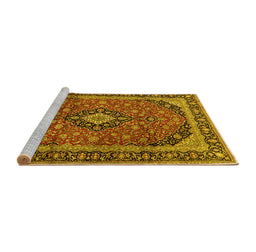 Sideview of Machine Washable Persian Yellow Traditional Rug, wshtr2603yw