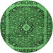 Round Persian Emerald Green Traditional Rug, tr2603emgrn