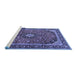 Sideview of Machine Washable Persian Blue Traditional Rug, wshtr2603blu