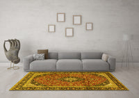 Machine Washable Persian Yellow Traditional Rug, wshtr2603yw