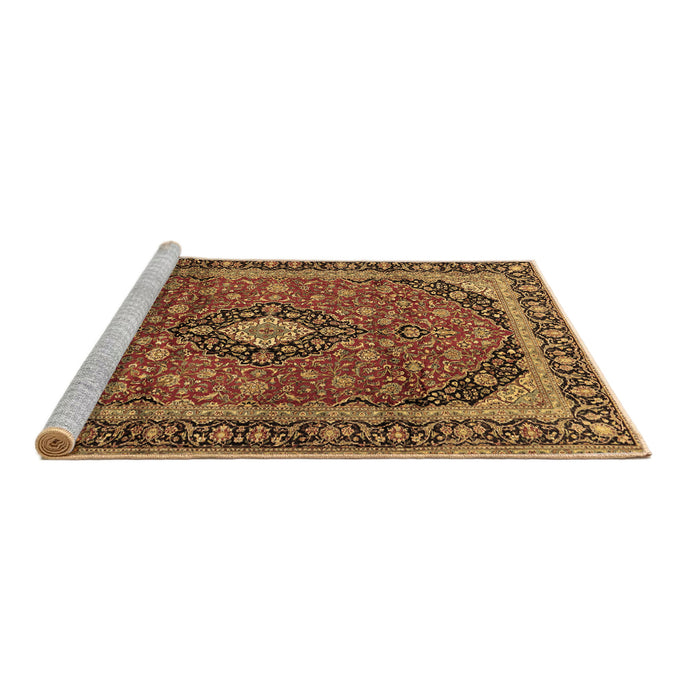Sideview of Machine Washable Persian Brown Traditional Rug, wshtr2603brn