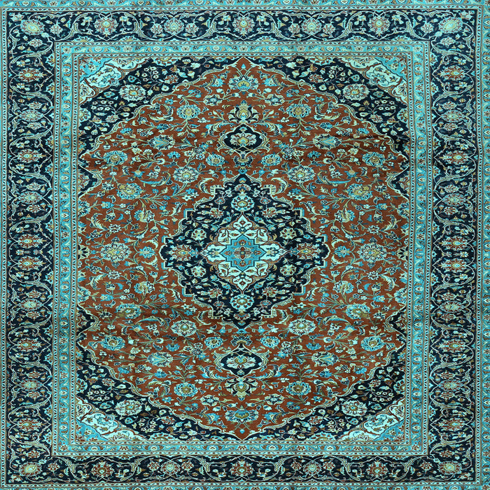 Square Machine Washable Persian Light Blue Traditional Rug, wshtr2603lblu
