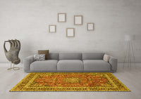 Machine Washable Persian Yellow Traditional Rug, wshtr2604yw