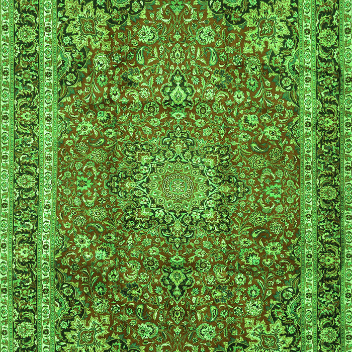 Serging Thickness of Machine Washable Persian Green Traditional Area Rugs, wshtr2604grn