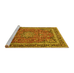 Sideview of Machine Washable Persian Yellow Traditional Rug, wshtr2604yw