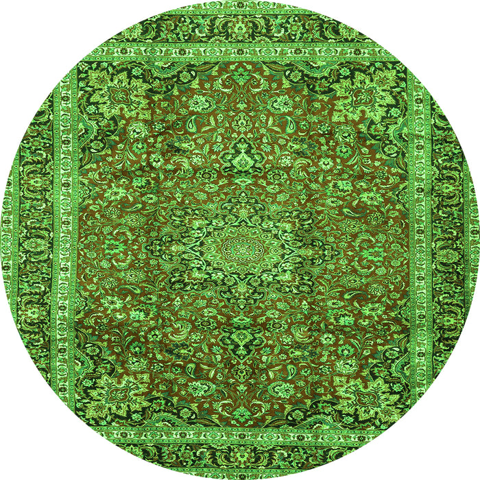 Square Persian Green Traditional Rug, tr2604grn