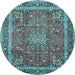 Round Machine Washable Persian Light Blue Traditional Rug, wshtr2604lblu