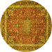 Round Persian Yellow Traditional Rug, tr2604yw