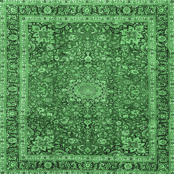 Square Machine Washable Persian Emerald Green Traditional Area Rugs, wshtr2604emgrn