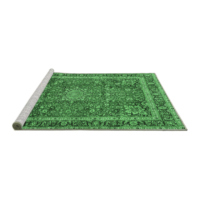 Sideview of Machine Washable Persian Emerald Green Traditional Area Rugs, wshtr2604emgrn