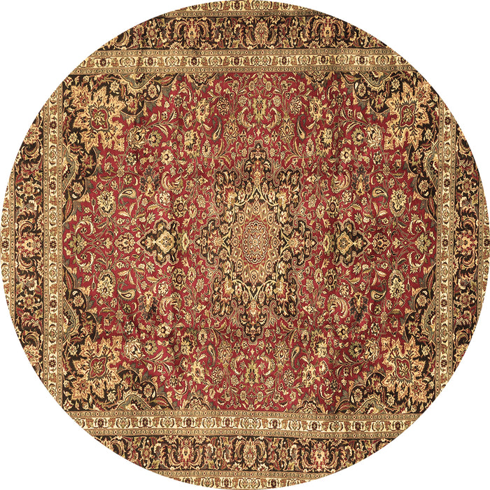 Round Persian Brown Traditional Rug, tr2604brn