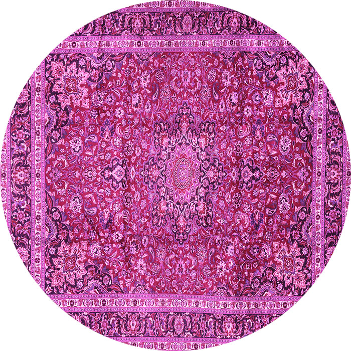 Round Machine Washable Persian Pink Traditional Rug, wshtr2604pnk