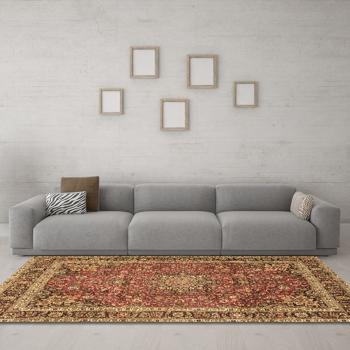 Machine Washable Persian Brown Traditional Rug in a Living Room,, wshtr2604brn