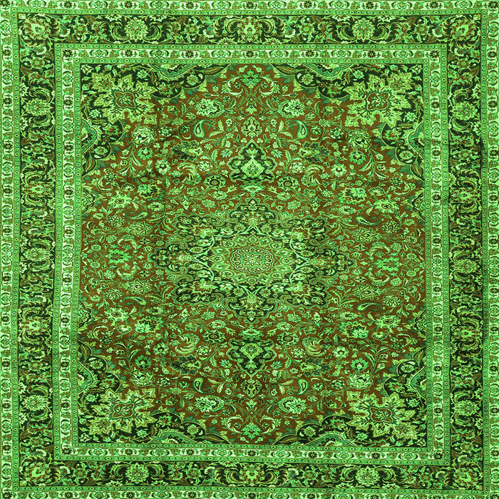 Round Machine Washable Persian Green Traditional Area Rugs, wshtr2604grn
