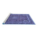 Sideview of Machine Washable Persian Blue Traditional Rug, wshtr2604blu