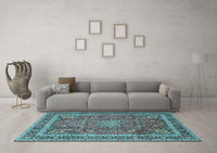 Machine Washable Persian Light Blue Traditional Rug, wshtr2604lblu