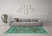 Machine Washable Persian Turquoise Traditional Area Rugs in a Living Room,, wshtr2604turq