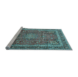 Sideview of Machine Washable Persian Light Blue Traditional Rug, wshtr2604lblu