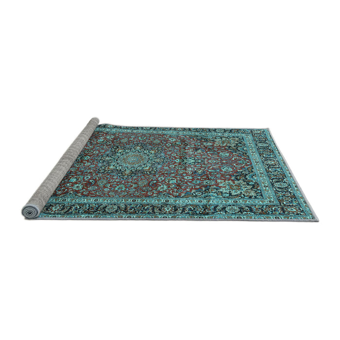 Sideview of Machine Washable Persian Light Blue Traditional Rug, wshtr2604lblu