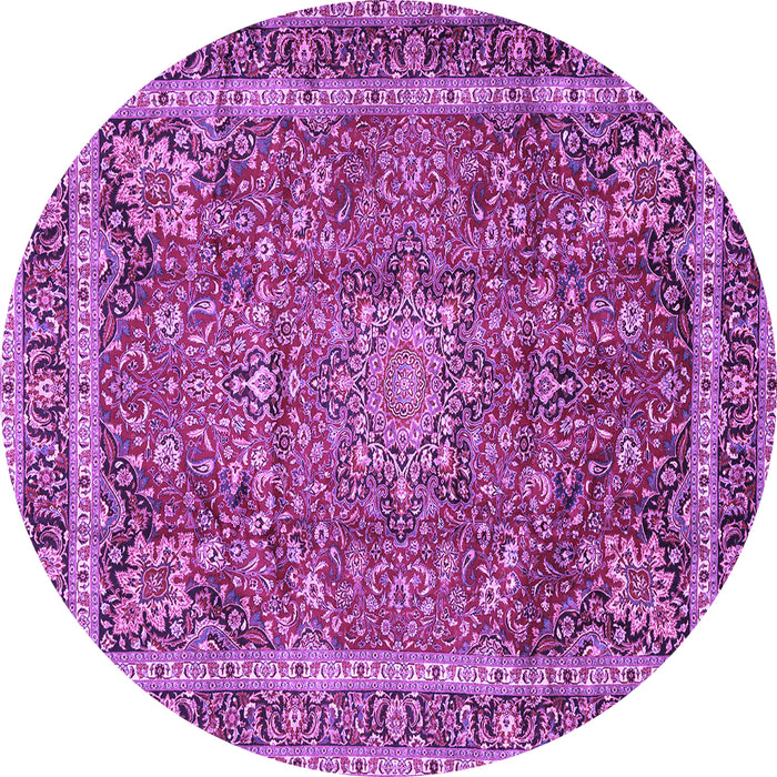 Round Machine Washable Persian Purple Traditional Area Rugs, wshtr2604pur