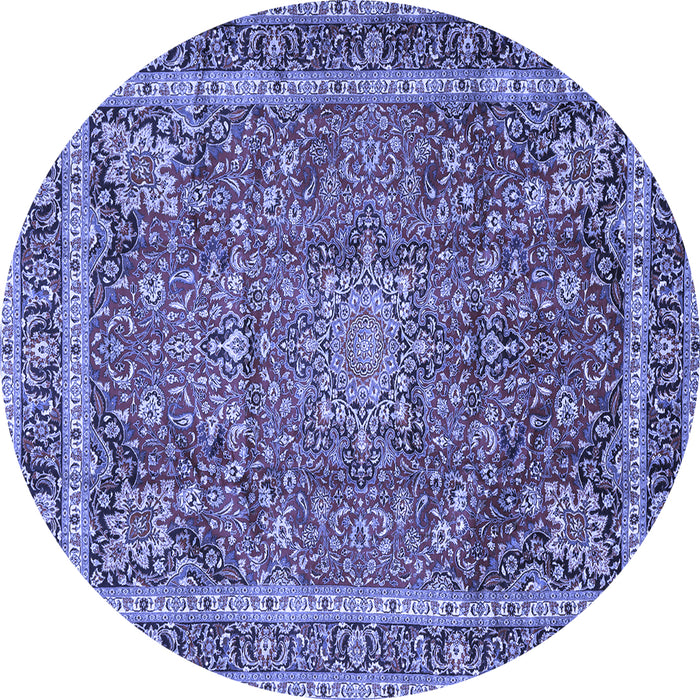 Round Machine Washable Persian Blue Traditional Rug, wshtr2604blu