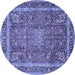 Round Machine Washable Persian Blue Traditional Rug, wshtr2604blu