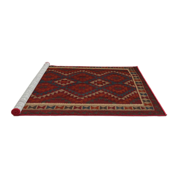 Sideview of Machine Washable Traditional Dark Sienna Brown Rug, wshtr2605