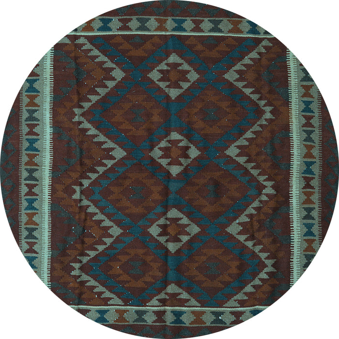 Round Machine Washable Persian Light Blue Traditional Rug, wshtr2605lblu
